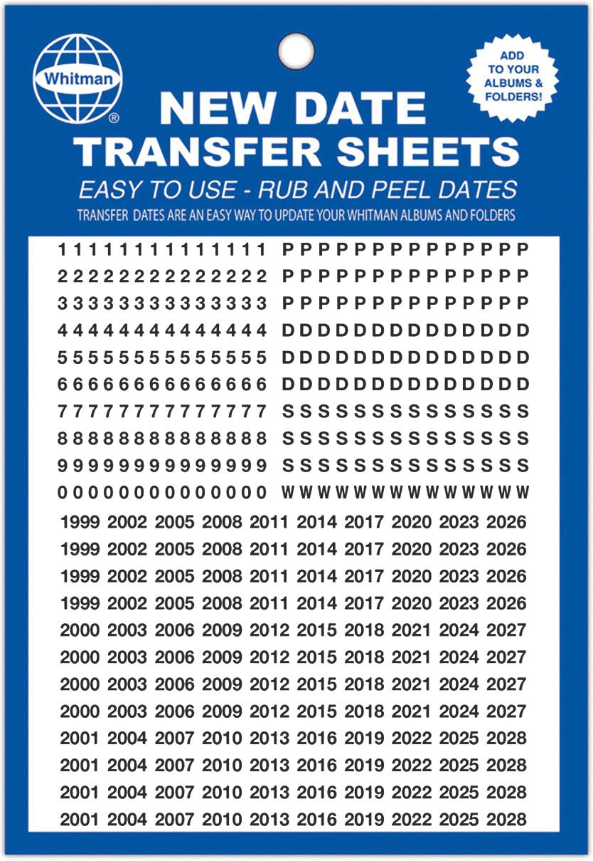 Whitman Date Transfer Sheets - Black