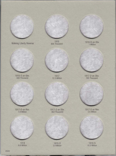 Harris Folder: Walking Liberty Half Dollars #1 1916-1936 #2693