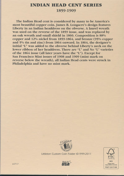 Littleton Folder: Indian Head Cent 1857-1909 LCF17