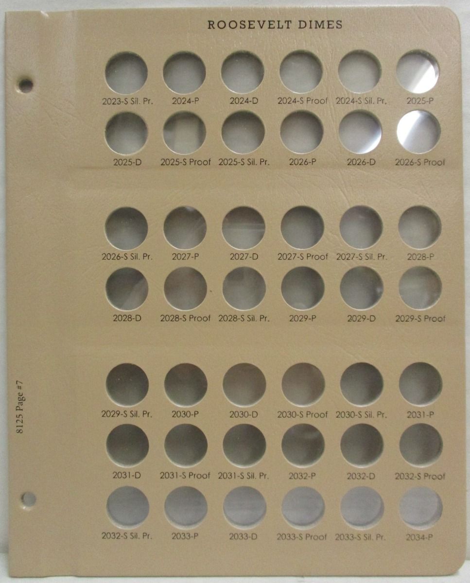 Dansco Album - Page 7  2023- 2034 for Album 8125 Roosevelt Dimes