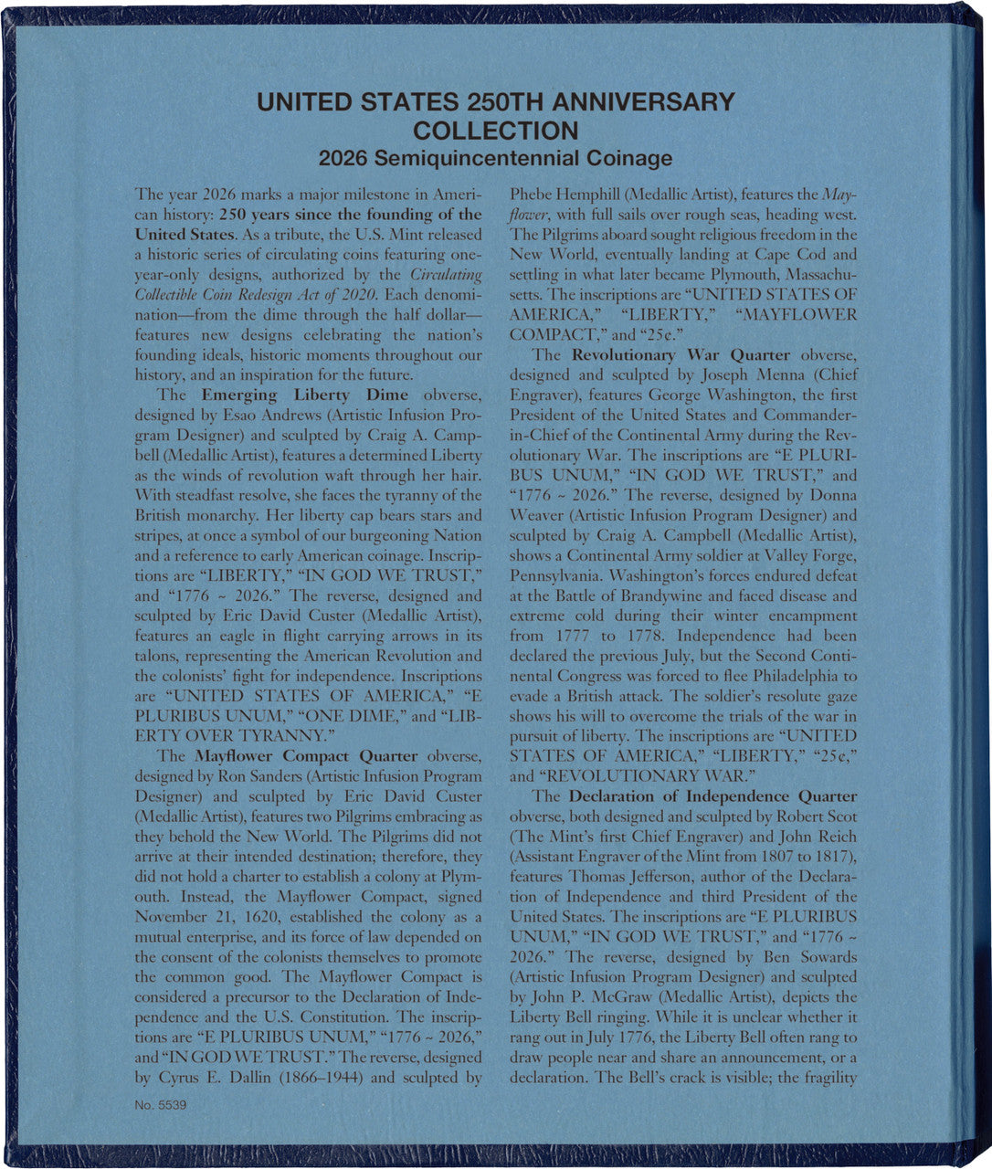 Whitman Albums: United States 250th Anniversary 2026 P&D - #5539
