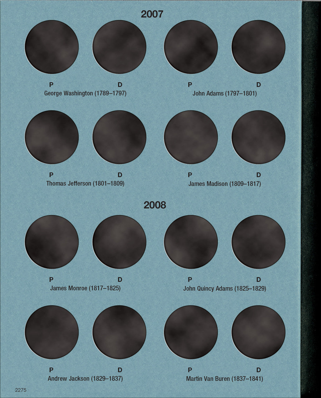 Whitman Folder Presidential Dollar Vol 1 P&D 2007-2011 #2275