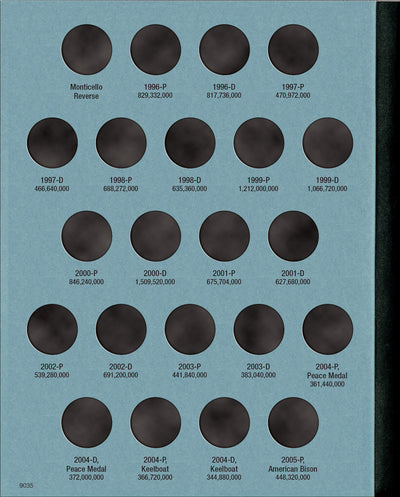 Whitman Folder: Jefferson Nickels #3: 1996-2025 #9035