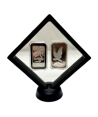 3D Black Floating Diagonal  Frame Display Case With Stand  -  LARGE
