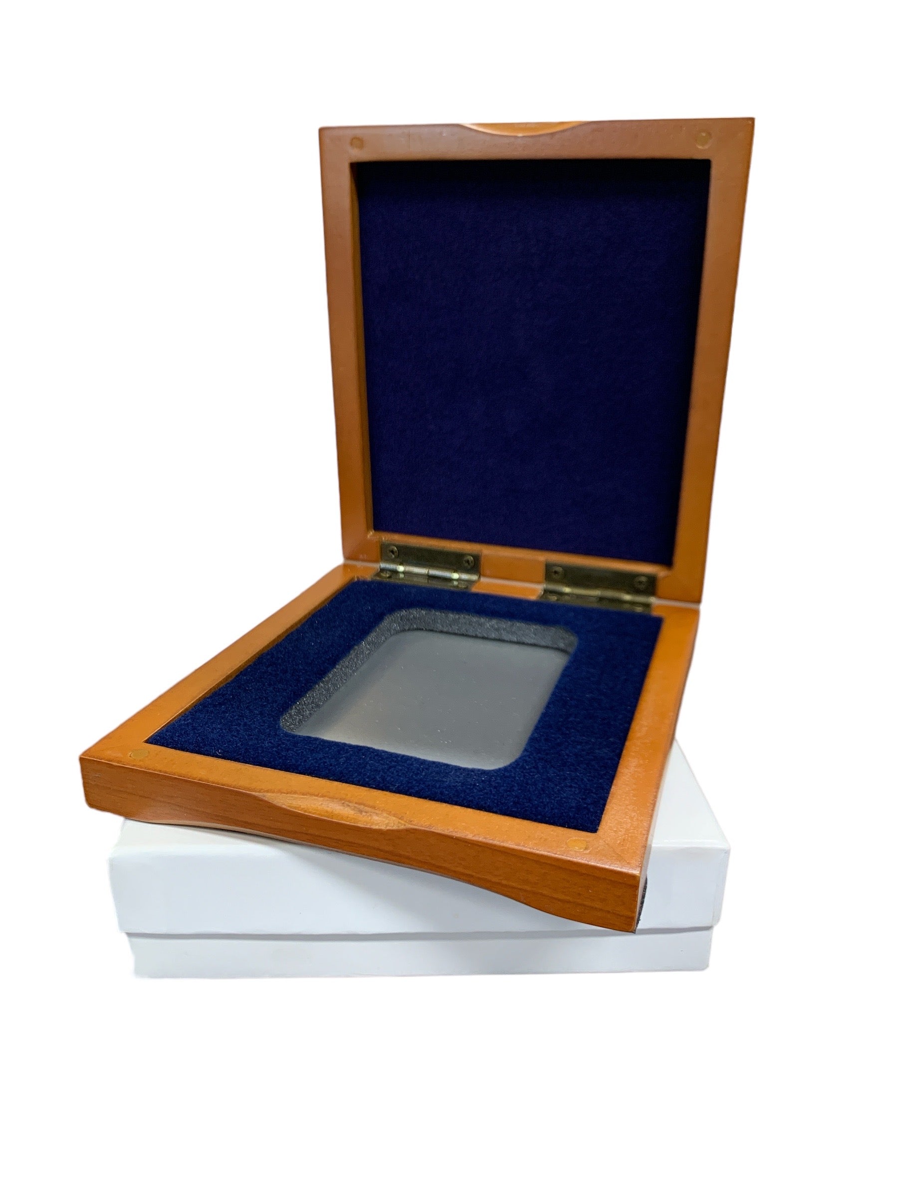 Wood Coin Presentation Case 1 Slab/Blue Interior - CLOSEOUT