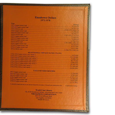 Dansco Album #8176 for Eisenhower Dollars: 1971-1978 w/proofs