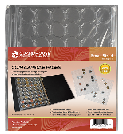 BCW 3" Binder INCLUDES -  6 Guardhouse Small or Model A Coin Capsule Pages