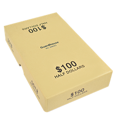 Tan Box for bank rolled Half Dollars